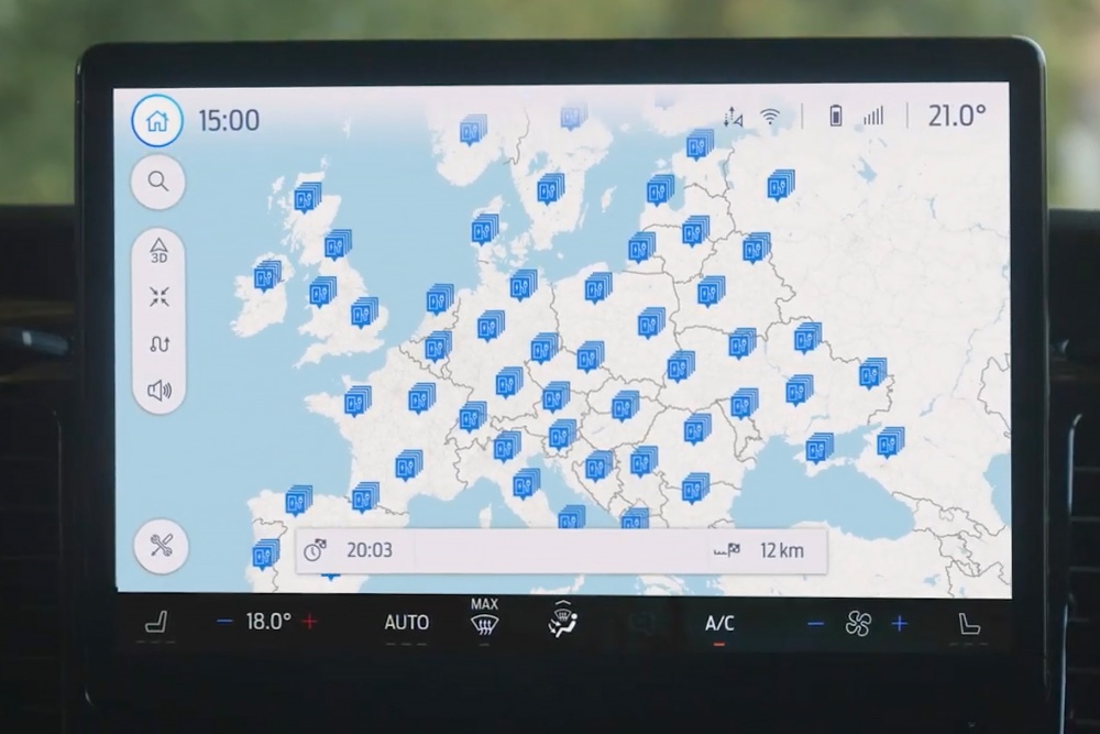 Mapa de red de puntos de carga BlueOval en Europa