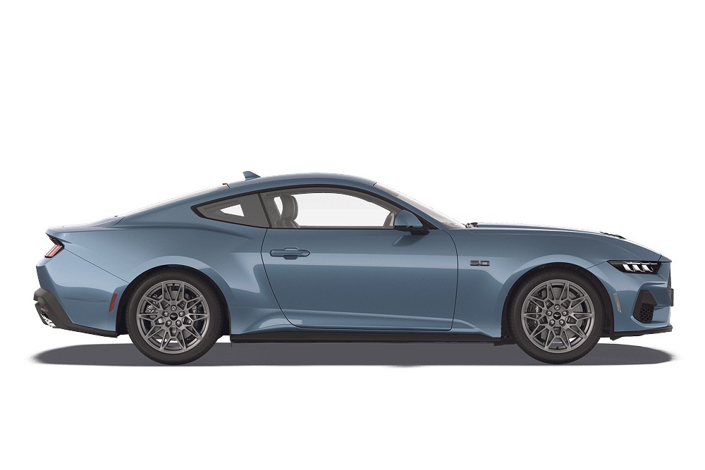 Vista de perfil lateral del Ford Mustang