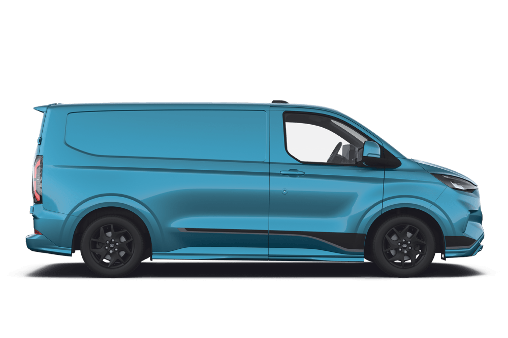 Vista de perfil lateral del Ford E-Transit Custom 