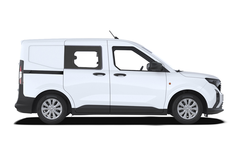 White Ford Transit Courier Double-Cab-in-Van side view